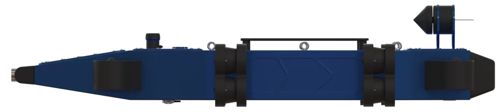 ROCKET ONE, robot sous-marin téléopéré de Sfynx Industry vu de profil avec châssis étanche et modules latéraux.